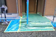 外壁塗装 北茨城市 レンガ調サイディング 一部リシン調モルタル 塗装工事(養生)