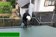 屋根塗装 鹿嶋市 コロニアル屋根・トタン屋根 塗装工事(中塗り)色NO.25