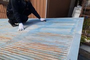 外壁屋根塗装　古河市トタン壁塗装（下地調整）