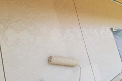 外壁塗装　坂東市　サイディングボード壁塗装（中～上塗り）