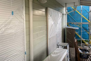 外壁屋根塗装　茨城町サイディング（足場、洗浄、養生）