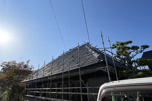 外壁・屋根塗装　茨城県稲敷市　トタン屋根塗装(足場)