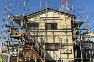 外壁塗装　茨城県水戸市　アパート塗装(足場)
